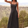 Rock & Roll Denim Buckle Strap Maxi Dress
